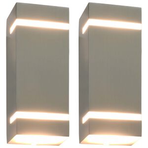 vidaXL L&aacute;mparas de pared de exterior 2 uds 35 W plateado semicircular