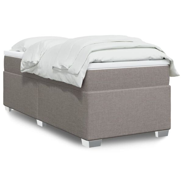 vidaXL Cama box spring con colchón tela gris taupe 80x200 cm