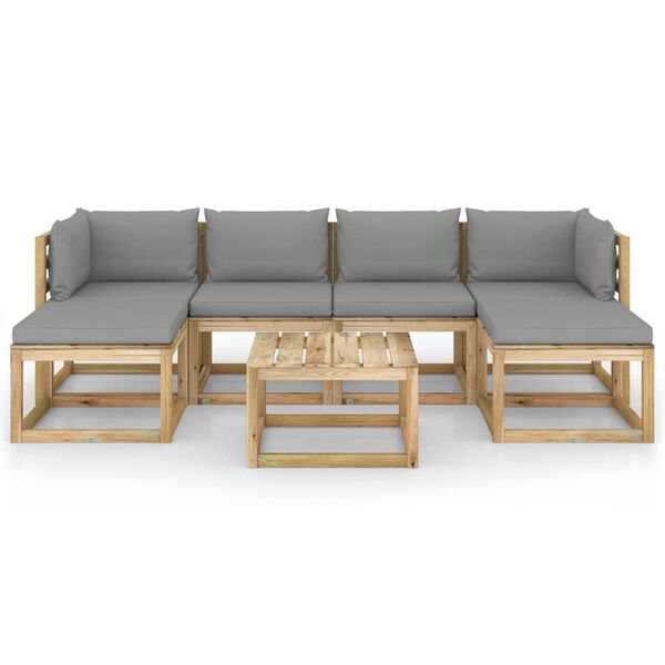 vidaXL Set de muebles de jard&iacute;n 7 piezas con cojines madera impregnada