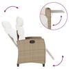 vidaXL Silla de jard&iacute;n reclinable con mesa auxiliar rat&aacute;n beige