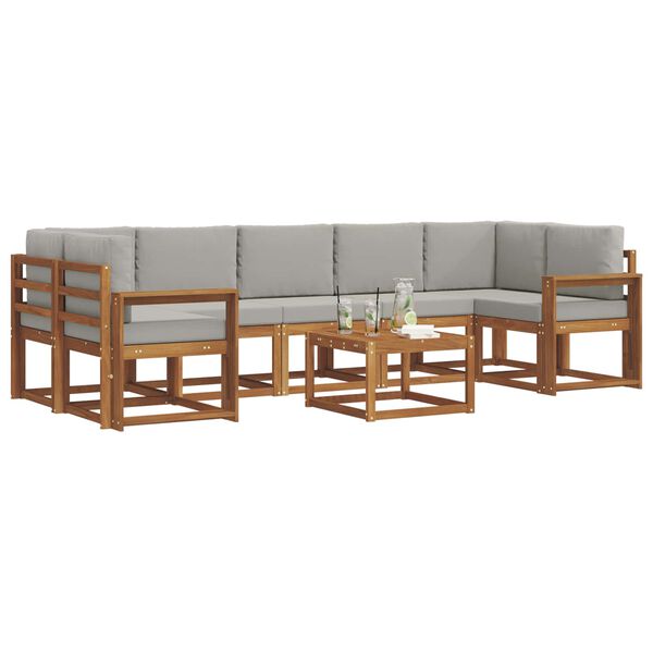 vidaXL Conjunto de sof&aacute;s de exterior 8 pcs Gris Natural y Claro