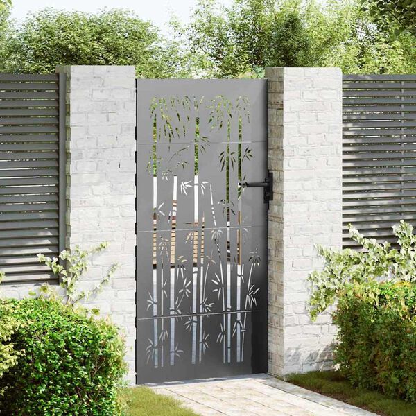 vidaXL Puerta de jardín acero corten diseño bambú 85x175 cm