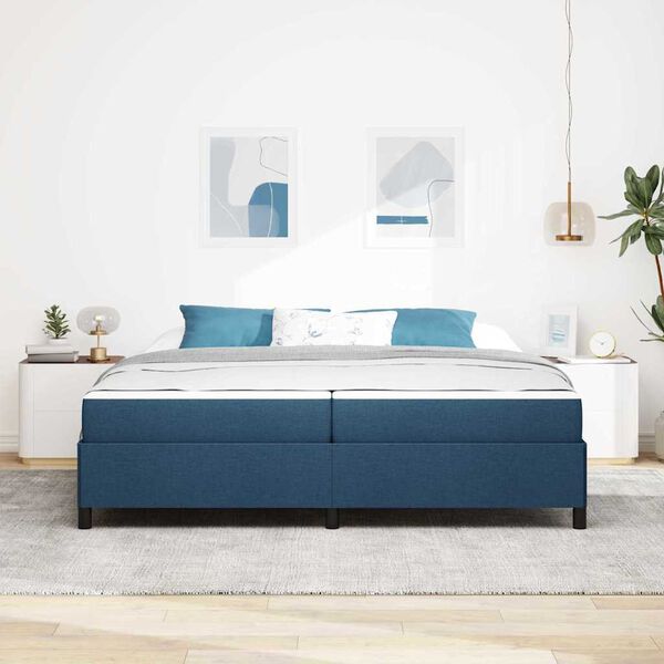 vidaXL Cama tipo Box Spring con colch&oacute;n Azul 200 x 200 cm tela