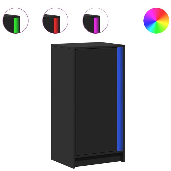 vidaXL Aparador con luces LED madera de ingenier&iacute;a negro 42,5x34x85 cm