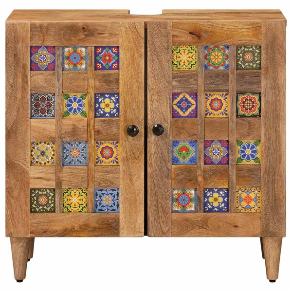 vidaXL Mueble de lavabo para ba&ntilde;o con puerta Natural 62 x 33 x 58 cm