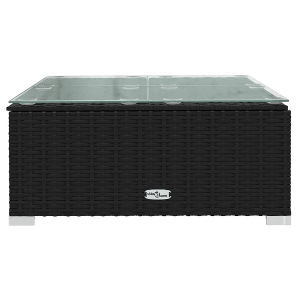 vidaXL Mesa de jard&iacute;n rat&aacute;n sint&eacute;tico y vidrio negra 60x60x30 cm