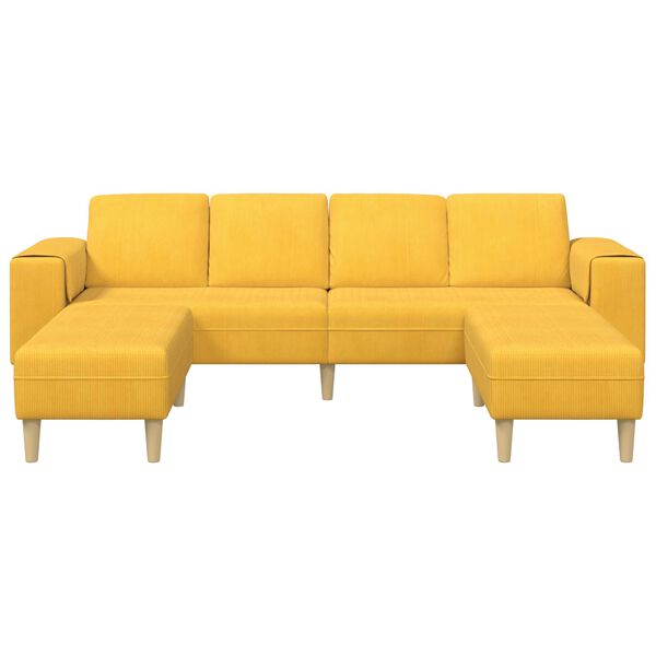 vidaXL Sof&aacute; con coj&iacute;n Amarillo Claro 250 x 188 x 76 cm Tela de Pana