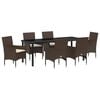 vidaXL Conjunto de Comedor de Jard&iacute;n 7 pcs Marr&oacute;n rat&aacute;n sint&eacute;tico