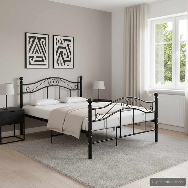 vidaXL Estructura de cama sin colch&oacute;n metal negro 120x200 cm