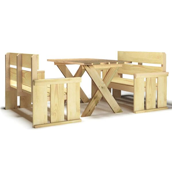 vidaXL Juego de comedor de jard&iacute;n 3 piezas madera de pino impregnada