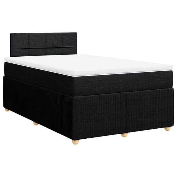 vidaXL Cama box spring con colch&oacute;n tela negro 120x200 cm