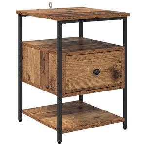 vidaXL Armario de Noche con caj&oacute;n Madera vieja 40 x 42 x 56 cm