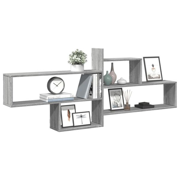 vidaXL Estante de pared madera ingeniería gris Sonoma 167,5x18x68 cm