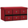 vidaXL Banco almacenaje plegable lino sint&eacute;tico rojo tinto 76x38x38 cm