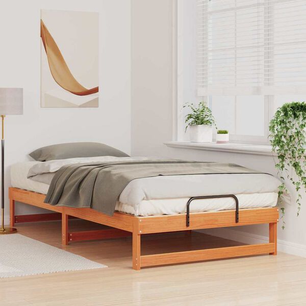 vidaXL Estructura de cama Marrón 100 x 210 cm Madera de pino macizo