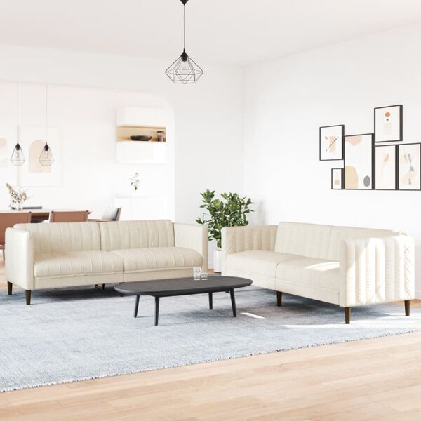 vidaXL Juego de sof&aacute;s 2 piezas tela color crema