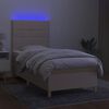 vidaXL Cama box spring colch&oacute;n y luces LED tela crema 80x200 cm