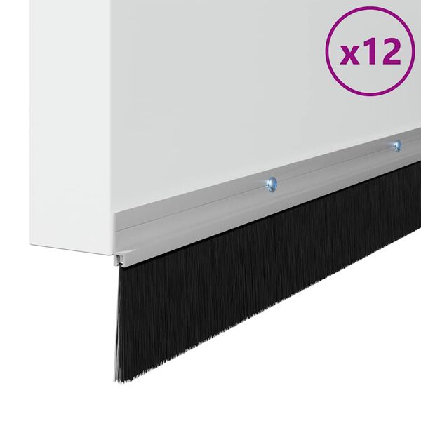 vidaXL Sellos de cepillo de puerta atornillables 12 pcs Plateado