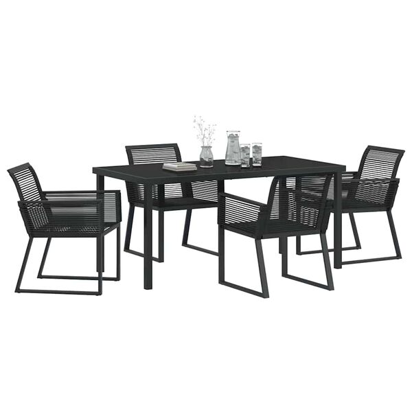 vidaXL Conjunto de Comedor de Jard&iacute;n 5 pcs Negro