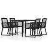 vidaXL Juego de comedor de jard&iacute;n 5 piezas negro