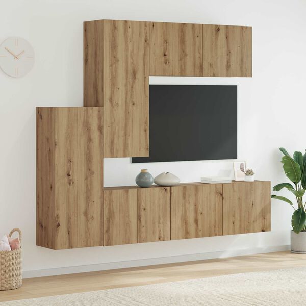 vidaXL Unidad de Pared para TV 5 pcs Roble artesanal
