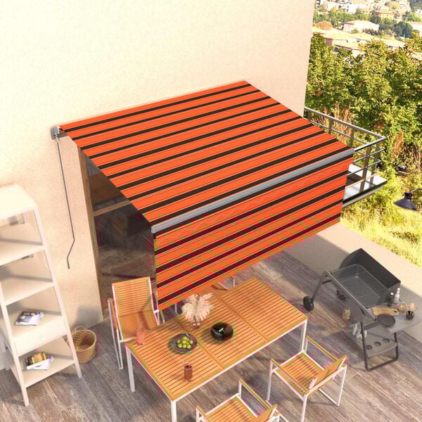 vidaXL Toldo retr&aacute;ctil manual con persiana naranja y marr&oacute;n 3x2,5 m