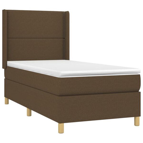 vidaXL Cama box spring con colch&oacute;n tela marr&oacute;n oscuro 80x200 cm