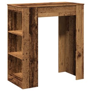 vidaXL Mesa alta con estantes madera envejecida 95x47x103,5 cm