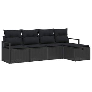 vidaXL Juego de Sof&aacute; 5 uds. 5-N&uacute;mero de plazas Negro rat&aacute;n sint&eacute;tico
