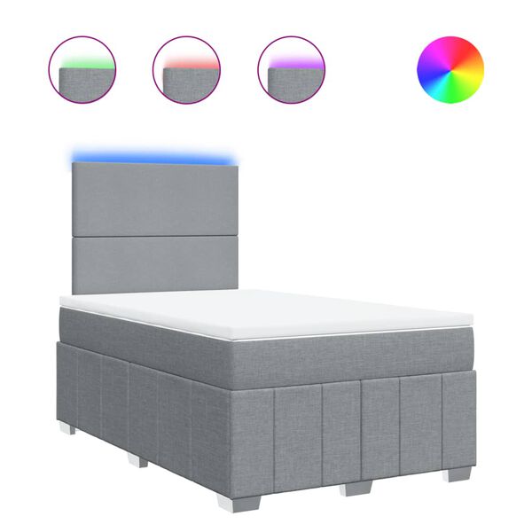 vidaXL Cama box spring con colch&oacute;n tela gris claro 120x190 cm