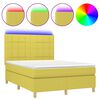 vidaXL Cama box spring colch&oacute;n y luces LED tela verde 140x190 cm