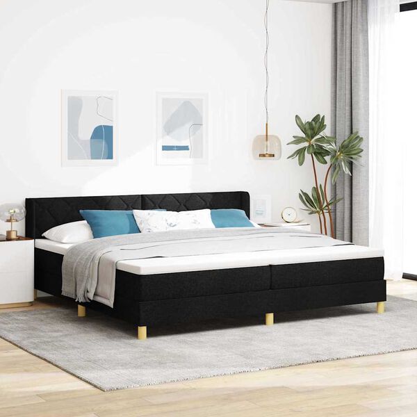 vidaXL Cama tipo Box Spring con colch&oacute;n Negro 200 x 200 cm tela