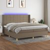 vidaXL Cama box spring colchón y luces LED tela gris taupe 200x200 cm