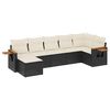 vidaXL Set de comedor de jard&iacute;n 7 pzas y cojines rat&aacute;n sint&eacute;tico negro
