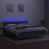 vidaXL Cama box spring con colch&oacute;n y LED tela gris oscuro 180x200 cm