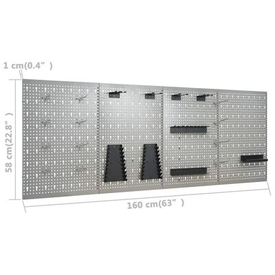 vidaXL Banco de trabajo con cuatro paneles de pared y dos armarios