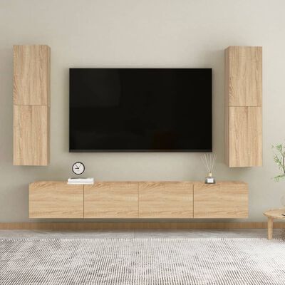 vidaXL Mueble de TV madera contrachapada color roble 30,5x30x110 cm