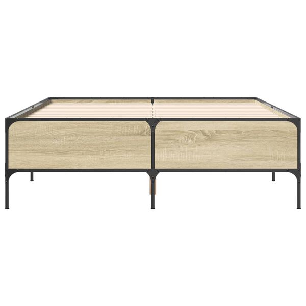 vidaXL Estructura cama madera ingenier&iacute;a metal roble Sonoma 140x200 cm