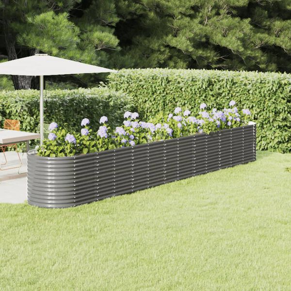 vidaXL Jardinera arriate acero recubrimiento polvo gris 512x80x68 cm