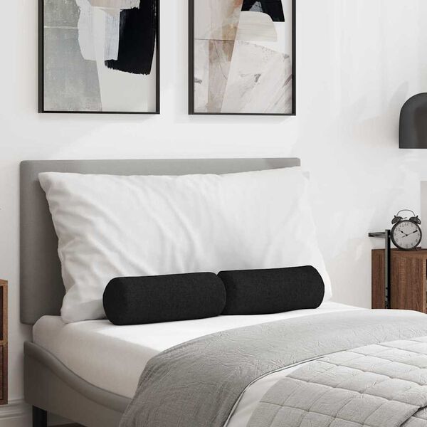 vidaXL Cojines Bolster 2 pcs Negro Ø 15 x 40 cm tela