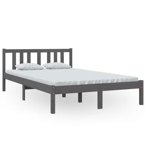 vidaXL Estructura de cama sin colch&oacute;n madera maciza gris 120x200 cm