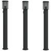 vidaXL L&aacute;mparas de suelo exterior con enchufe 3 uds acero negro 110 cm