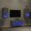 vidaXL Muebles de TV de pared con luces LED 4 piezas gris Sonoma
