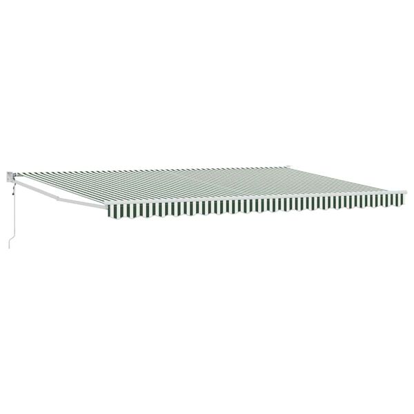 vidaXL Toldo Retr&aacute;ctil Verde y blanco 500 x 300 cm Poli&eacute;ster, Metal