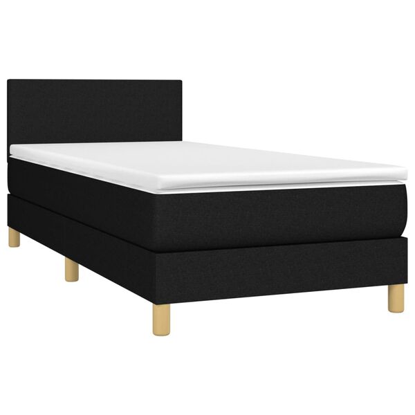 vidaXL Cama box spring con colch&oacute;n tela negro 80x200 cm