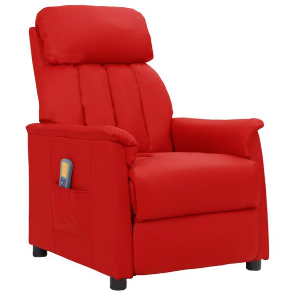 vidaXL Sill&oacute;n de masaje de cuero sint&eacute;tico rojo tinto