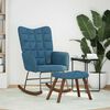vidaXL Mecedora con taburete de terciopelo azul