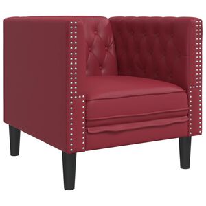 vidaXL Sill&oacute;n Chesterfield de cuero artificial rojo tinto