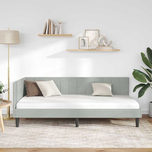 vidaXL Estructura de cama en esquina Gris Claro 90 cm x 200 cm