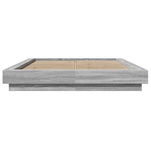 vidaXL Estructura cama con luces LED madera gris Sonoma 140x190 cm